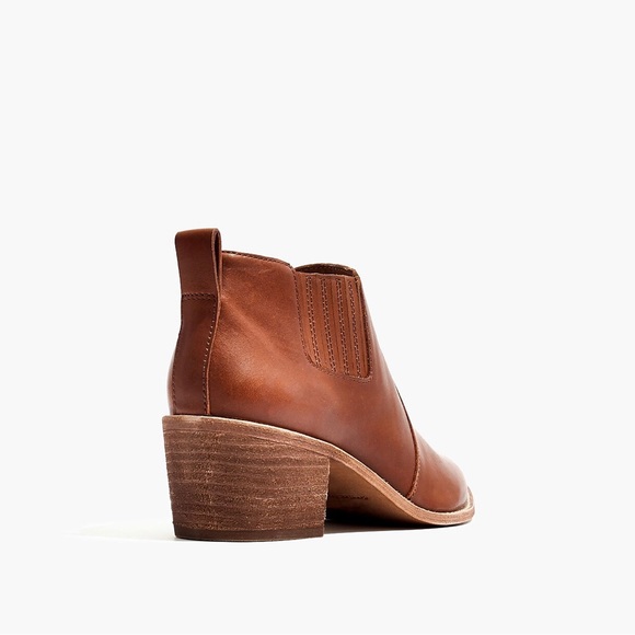 Madewell The Kelci Chelsea Boot Size 7 Cognac Brown Leather Heeled Ankle Booties - Picture 4 of 14